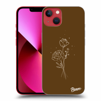Picasee átlátszó szilikon tok az alábbi mobiltelefonokra Apple iPhone 13 - Brown flowers