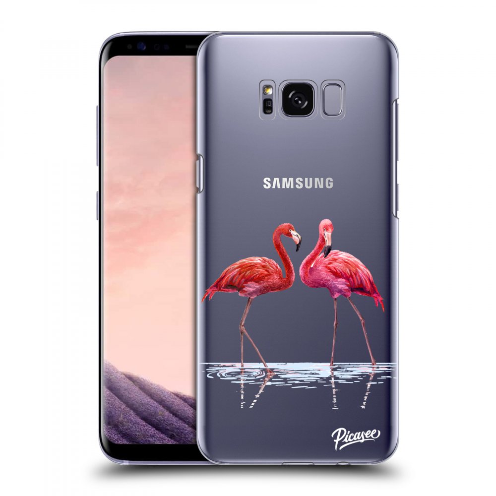 Picasee átlátszó szilikon tok az alábbi mobiltelefonokra Samsung Galaxy S8+ G955F - Flamingos couple