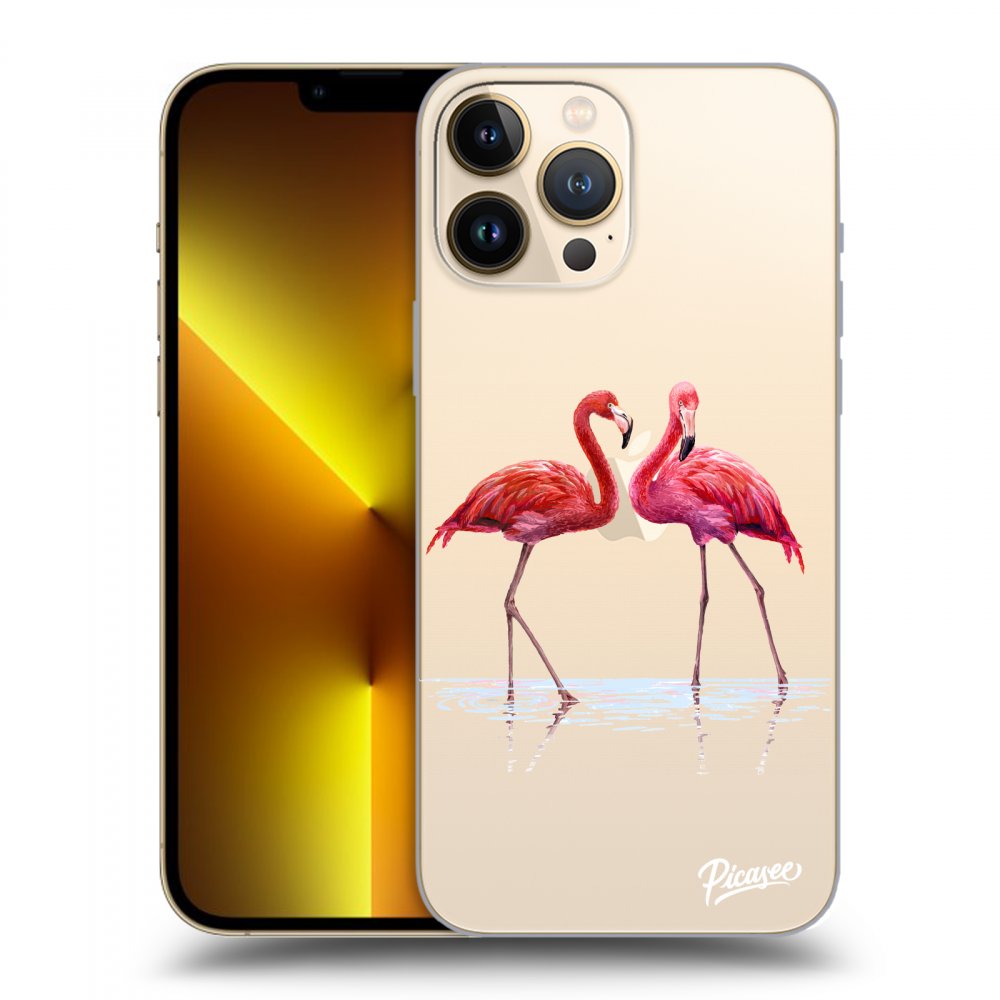 Picasee átlátszó szilikon tok az alábbi mobiltelefonokra Apple iPhone 13 Pro Max - Flamingos couple