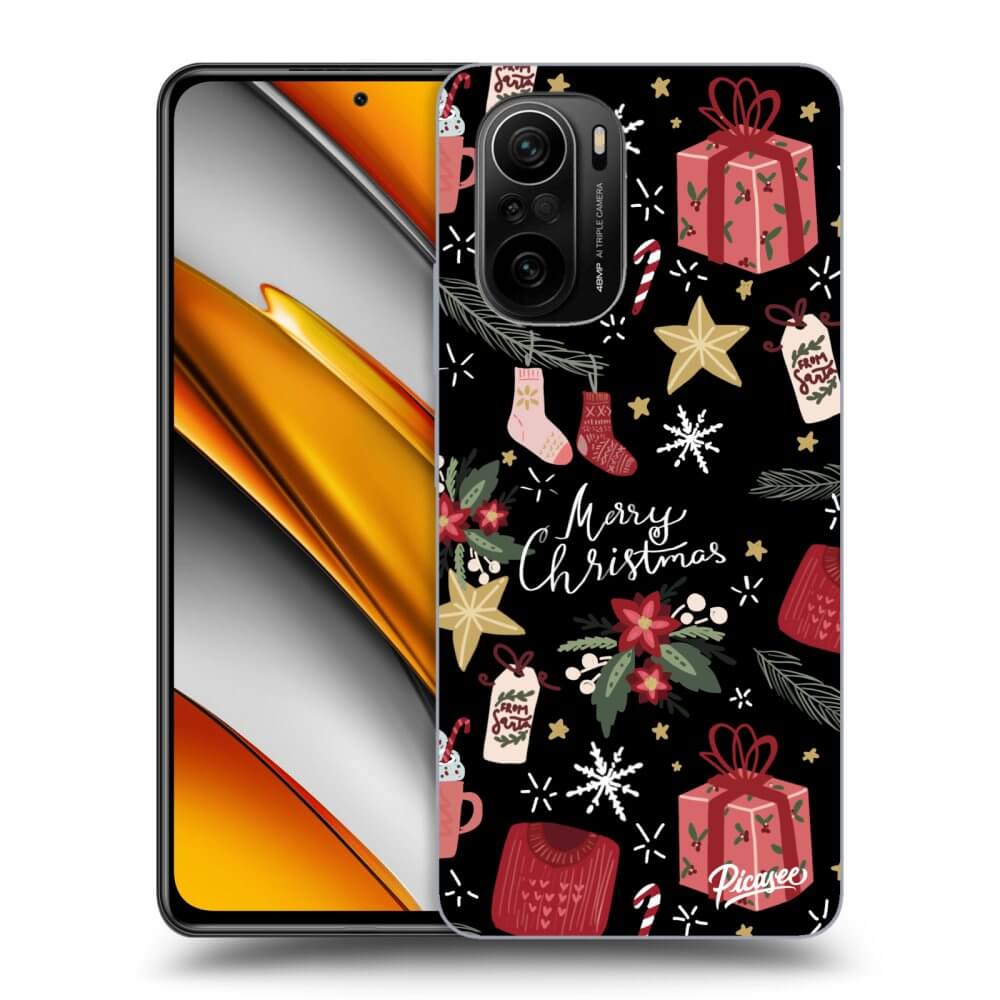 Picasee fekete szilikon tok az alábbi mobiltelefonokra Xiaomi Poco F3 - Christmas