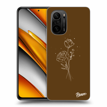 Picasee átlátszó szilikon tok az alábbi mobiltelefonokra Xiaomi Poco F3 - Brown flowers