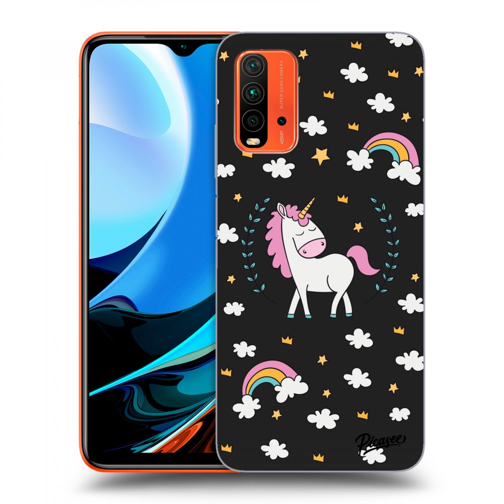 Picasee fekete szilikon tok az alábbi mobiltelefonokra Xiaomi Redmi 9T - Unicorn star heaven