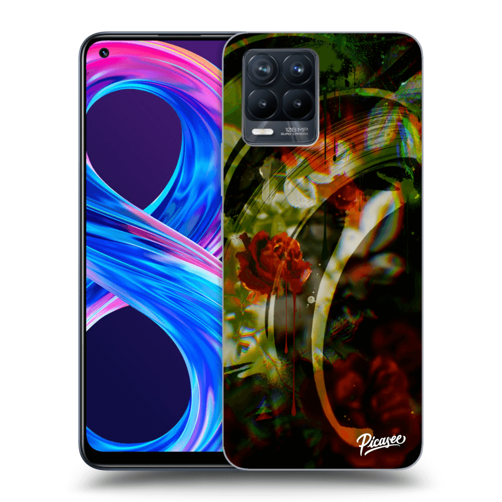 Picasee fekete szilikon tok az alábbi mobiltelefonokra Realme 8 Pro - Roses color