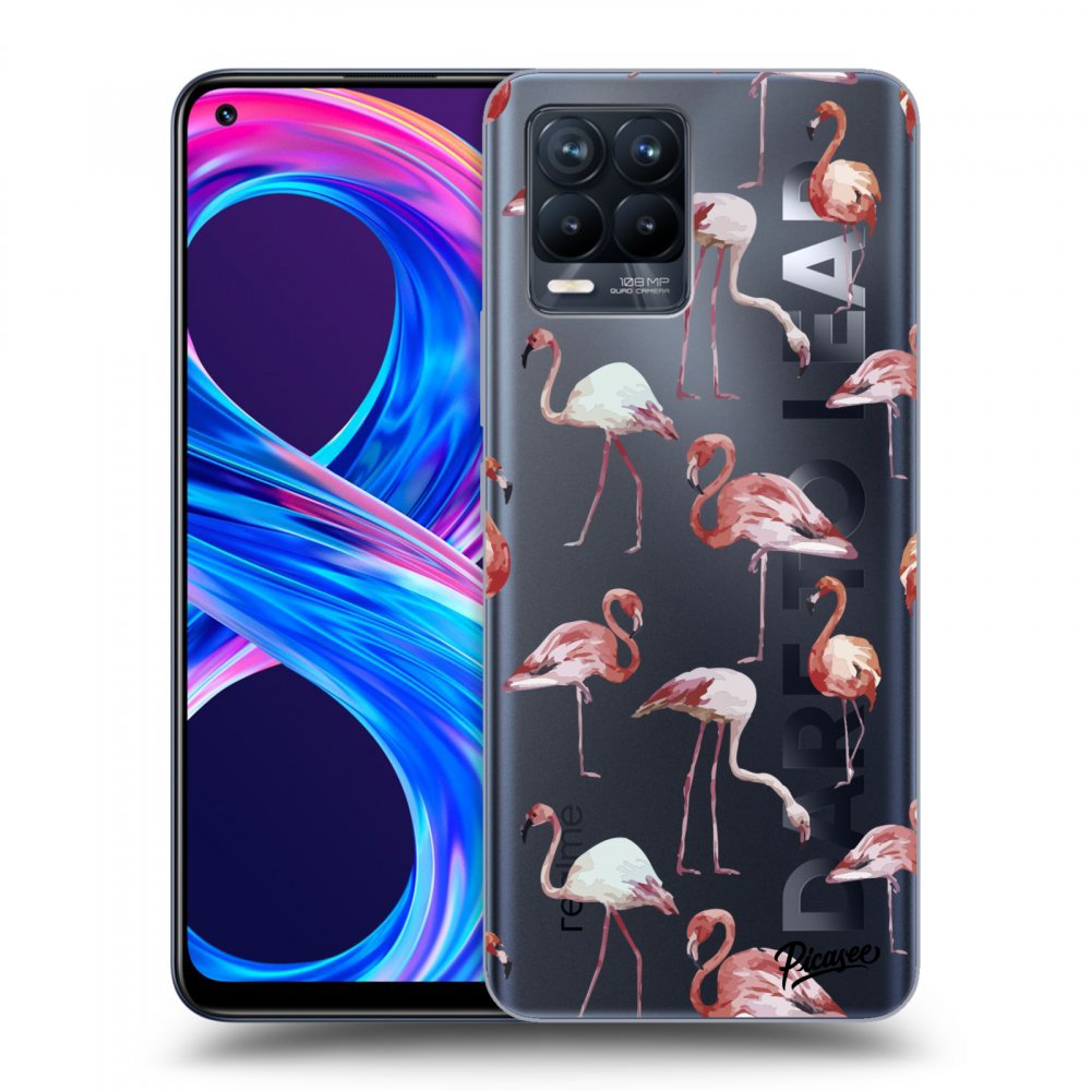 Picasee átlátszó szilikon tok az alábbi mobiltelefonokra Realme 8 Pro - Flamingos