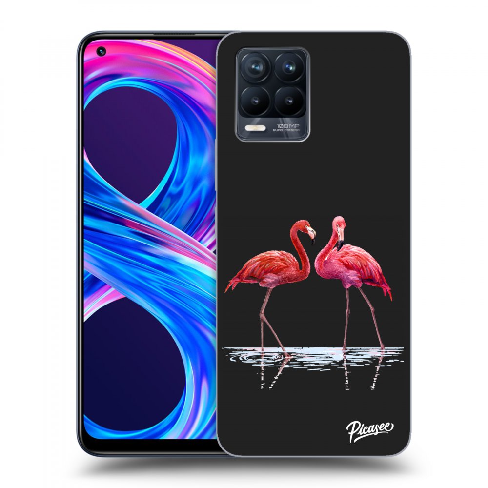 Picasee fekete szilikon tok az alábbi mobiltelefonokra Realme 8 Pro - Flamingos couple