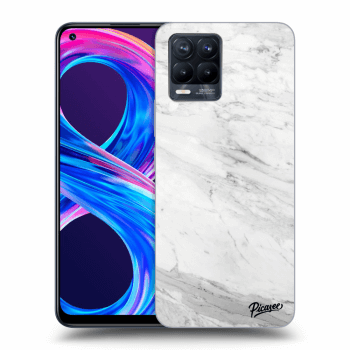 Picasee fekete szilikon tok az alábbi mobiltelefonokra Realme 8 Pro - White marble