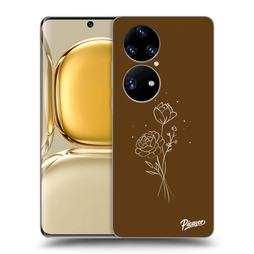 Picasee fekete szilikon tok az alábbi mobiltelefonokra Huawei P50 - Brown flowers