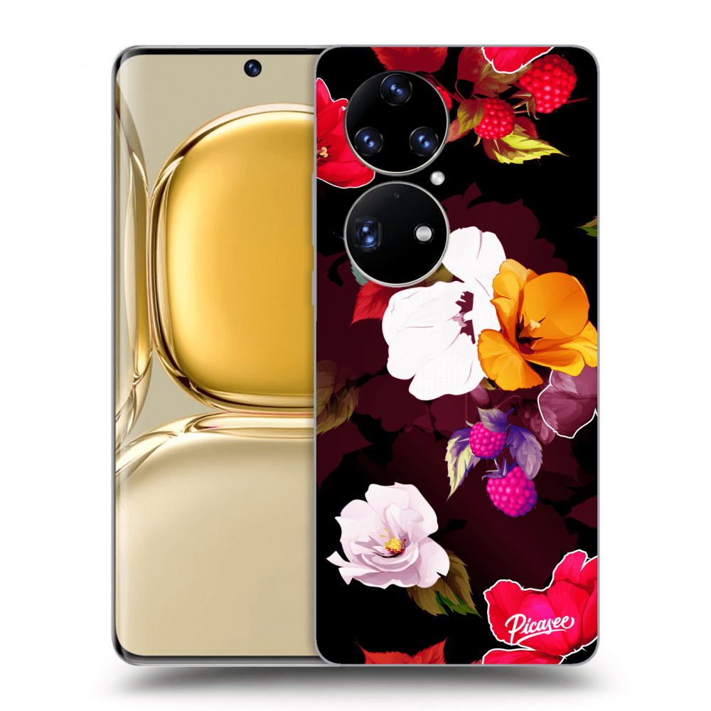 Picasee fekete szilikon tok az alábbi mobiltelefonokra Huawei P50 - Flowers and Berries