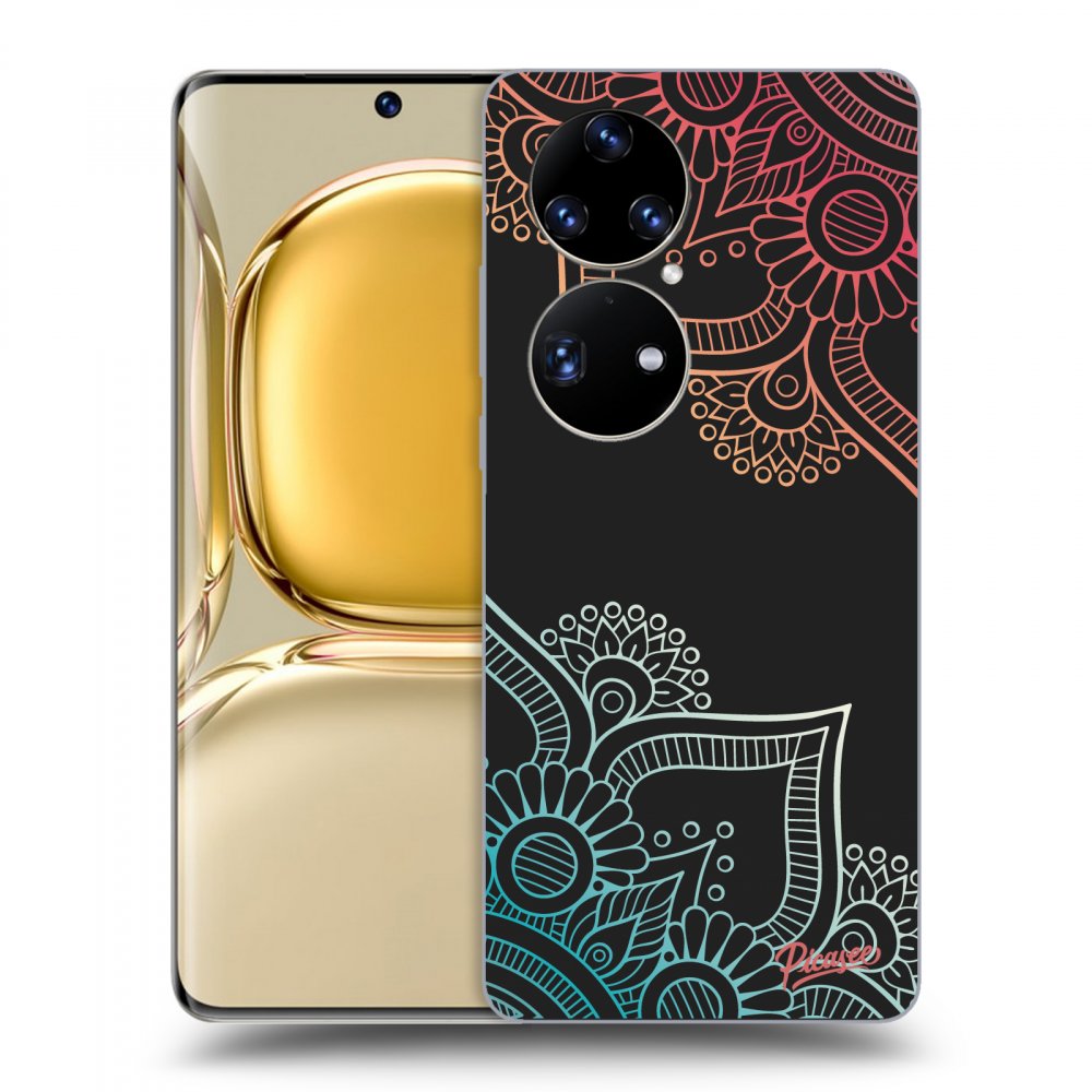 Picasee fekete szilikon tok az alábbi mobiltelefonokra Huawei P50 - Flowers pattern