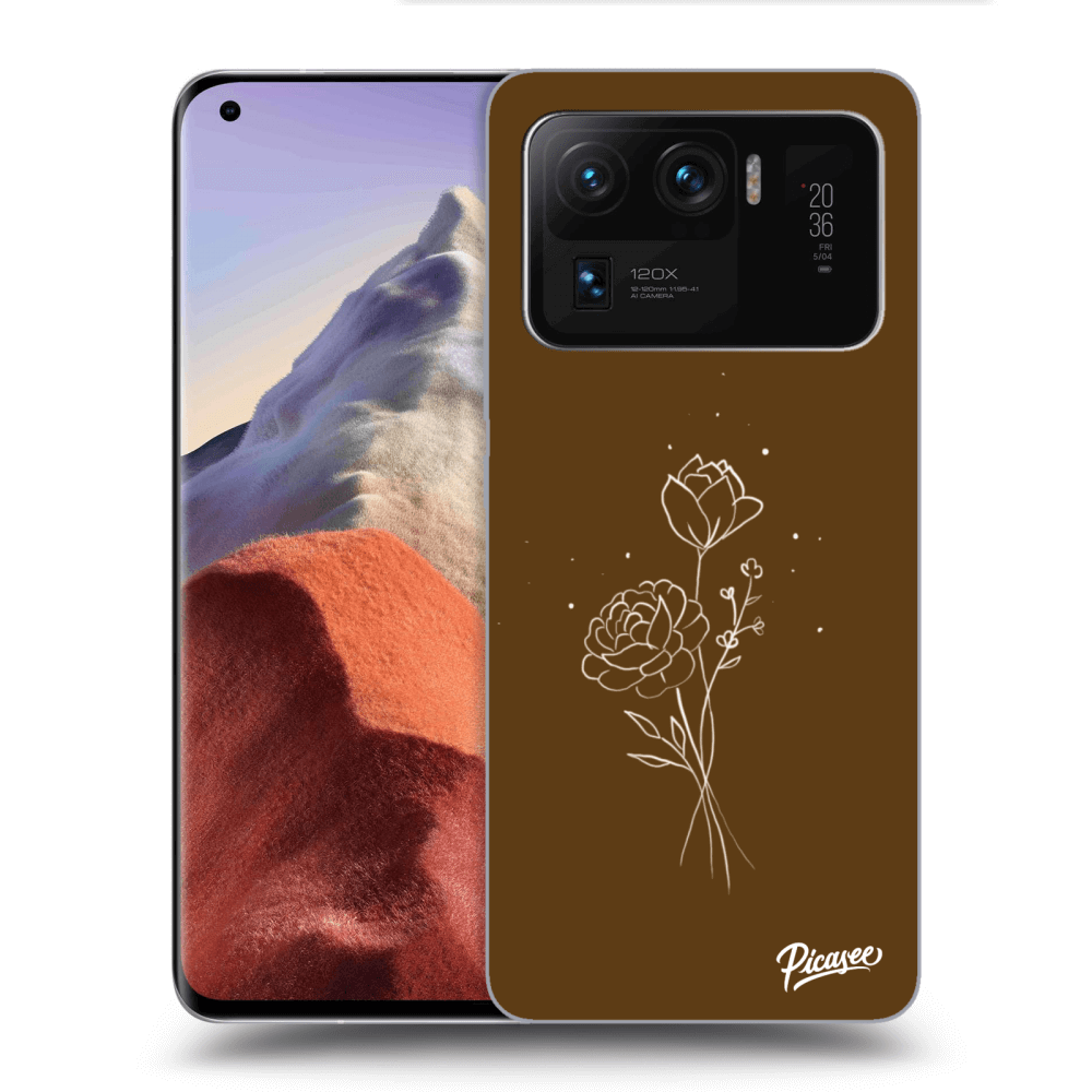 Picasee átlátszó szilikon tok az alábbi mobiltelefonokra Xiaomi Mi 11 Ultra - Brown flowers