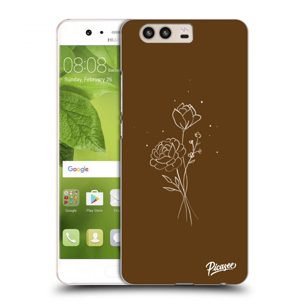 Picasee átlátszó szilikon tok az alábbi mobiltelefonokra Huawei P10 - Brown flowers