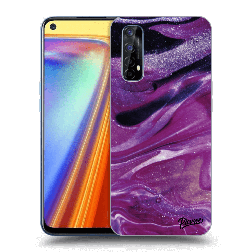 Picasee átlátszó szilikon tok az alábbi mobiltelefonokra Realme 7 - Purple glitter