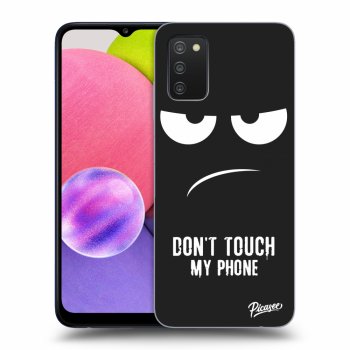 Picasee fekete szilikon tok az alábbi mobiltelefonokra Samsung Galaxy A02s A025G - Don't Touch My Phone
