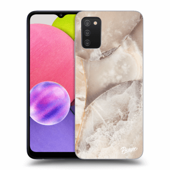 Picasee fekete szilikon tok az alábbi mobiltelefonokra Samsung Galaxy A02s A025G - Cream marble