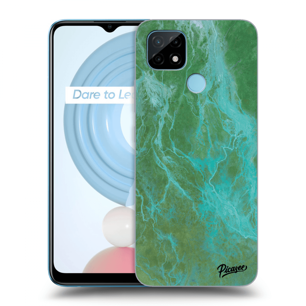 Picasee átlátszó szilikon tok az alábbi mobiltelefonokra Realme C21 - Green marble