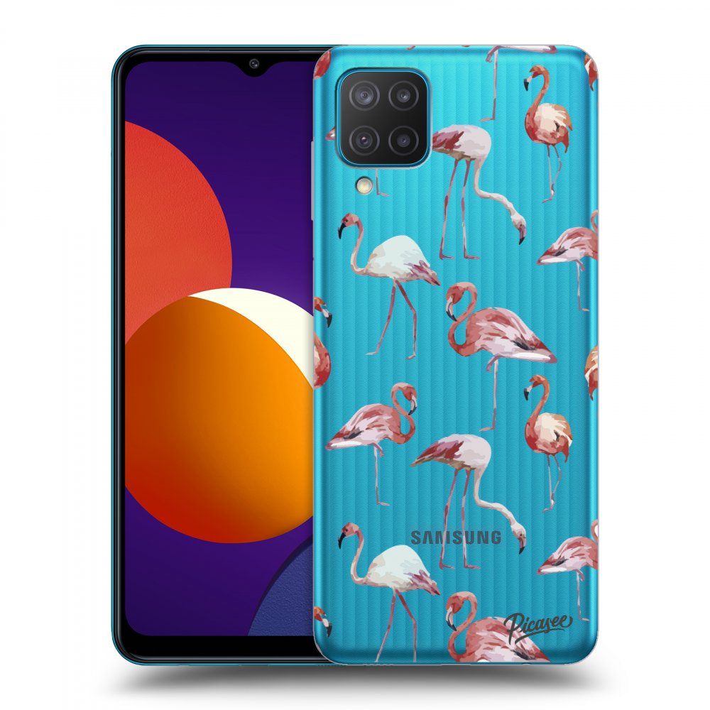 Picasee átlátszó szilikon tok az alábbi mobiltelefonokra Samsung Galaxy M12 M127F - Flamingos