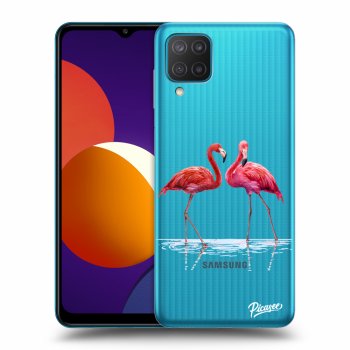Picasee átlátszó szilikon tok az alábbi mobiltelefonokra Samsung Galaxy M12 M127F - Flamingos couple