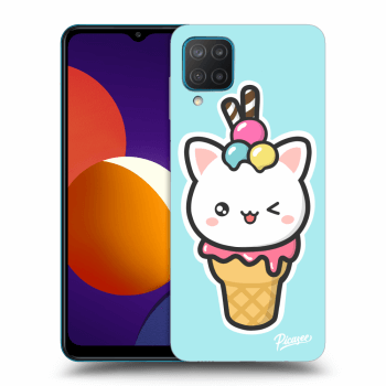 Picasee átlátszó szilikon tok az alábbi mobiltelefonokra Samsung Galaxy M12 M127F - Ice Cream Cat