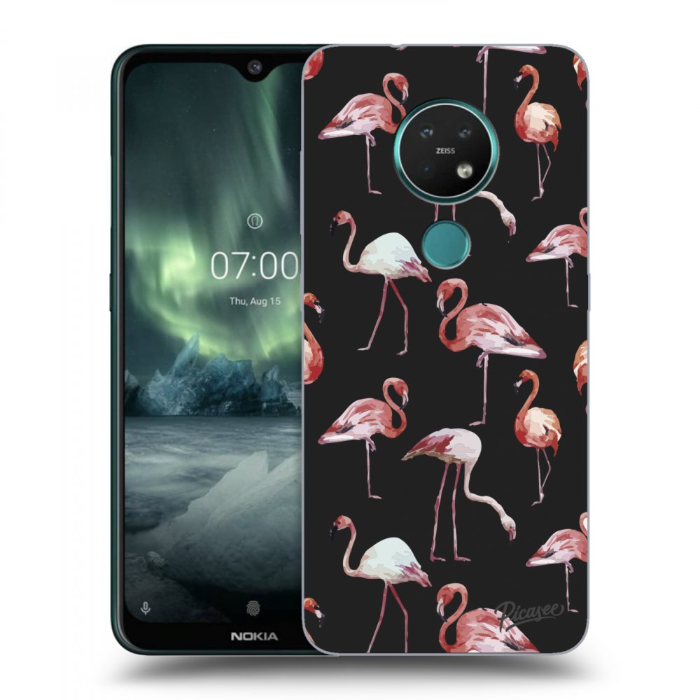 Picasee fekete szilikon tok az alábbi mobiltelefonokra Nokia 7.2 - Flamingos