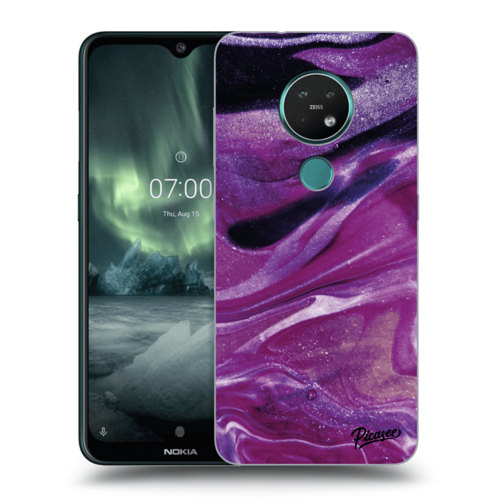 Picasee fekete szilikon tok az alábbi mobiltelefonokra Nokia 7.2 - Purple glitter