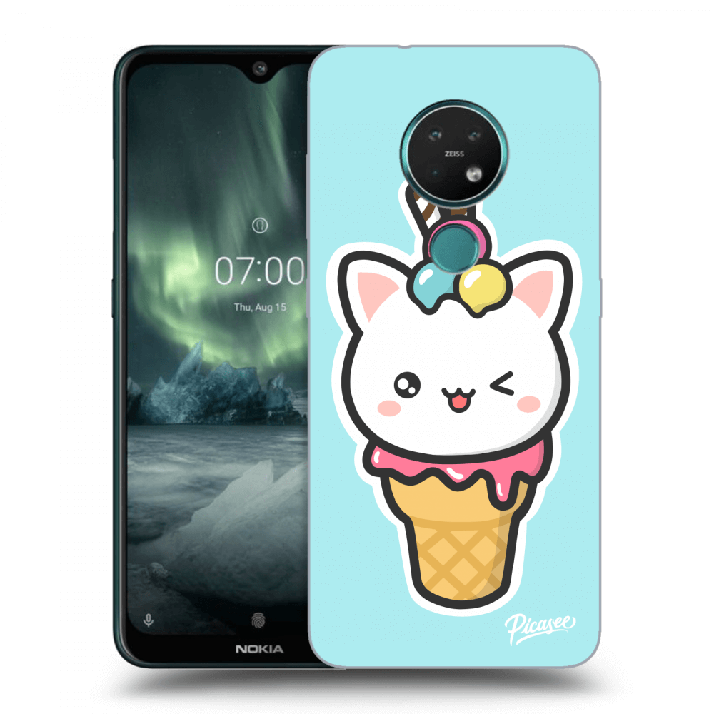 Picasee fekete szilikon tok az alábbi mobiltelefonokra Nokia 7.2 - Ice Cream Cat