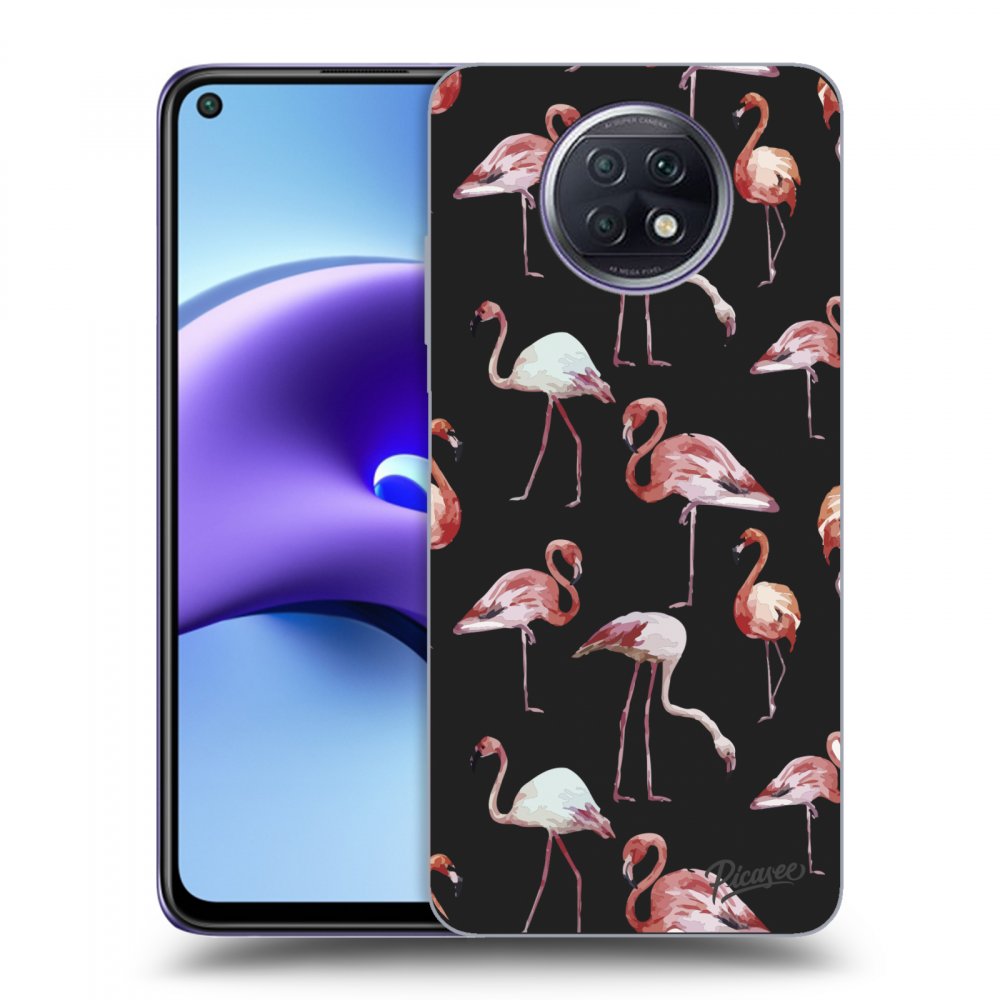 Picasee fekete szilikon tok az alábbi mobiltelefonokra Xiaomi Redmi Note 9T - Flamingos