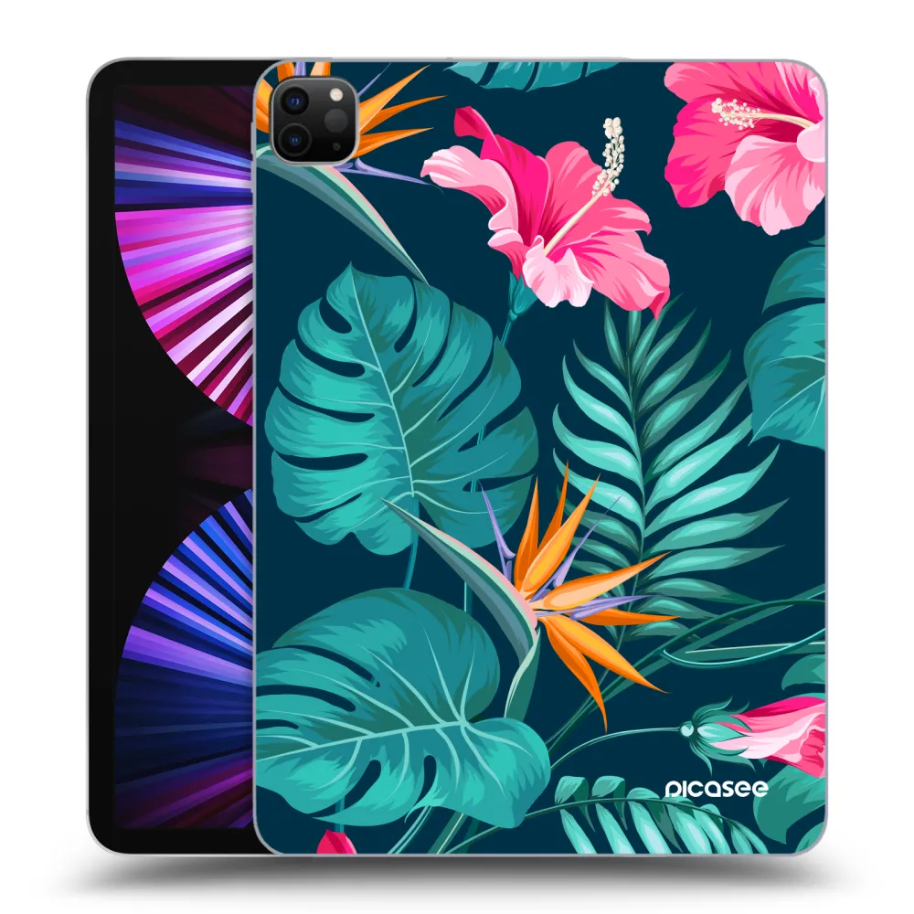 Picasee fekete szilikon tok az alábbi táblagépre Apple iPad Pro 11" 2021 (3.gen) - Pink Monstera