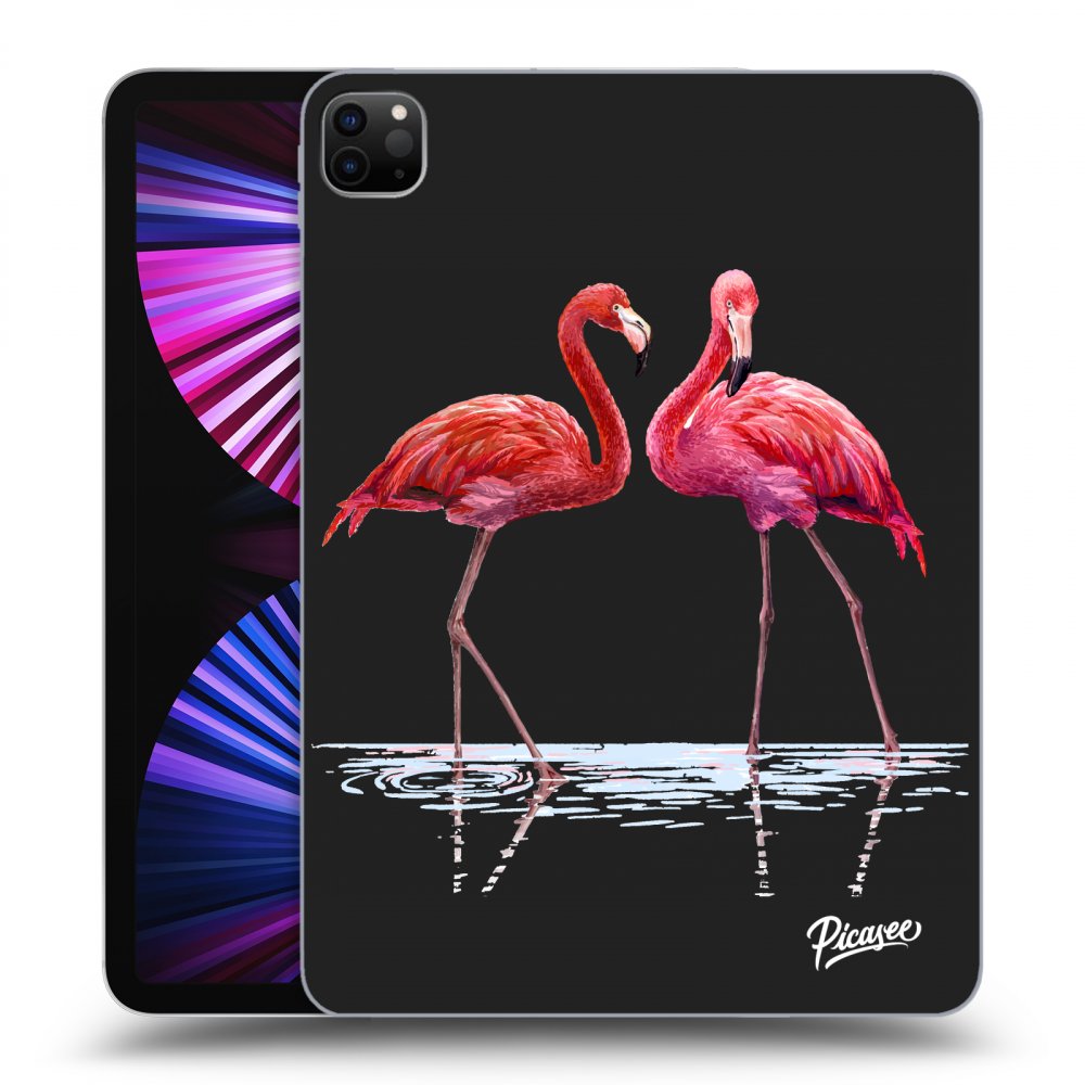 Picasee fekete szilikon tok az alábbi táblagépre Apple iPad Pro 11" 2021 (3.gen) - Flamingos couple