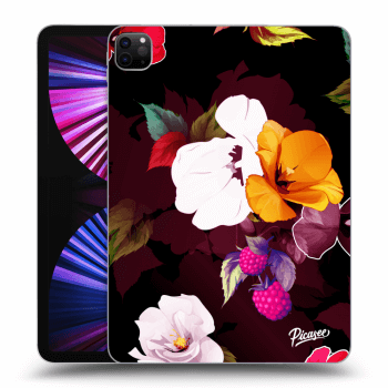 Picasee fekete szilikon tok az alábbi táblagépre Apple iPad Pro 11" 2021 (3.gen) - Flowers and Berries