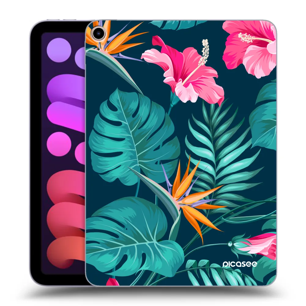 Picasee átlátszó szilikon tok az alábbi táblagépre Apple iPad mini 2021 (6. gen) - Pink Monstera