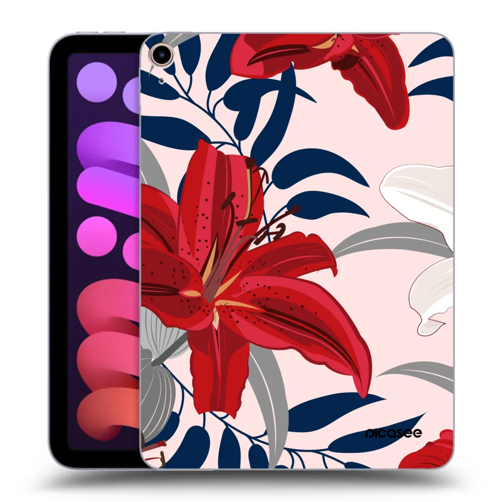Picasee átlátszó szilikon tok az alábbi táblagépre Apple iPad mini 2021 (6. gen) - Red Lily