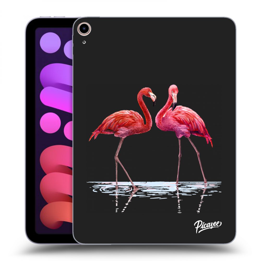 Picasee fekete szilikon tok az alábbi táblagépre Apple iPad mini 2021 (6. gen) - Flamingos couple