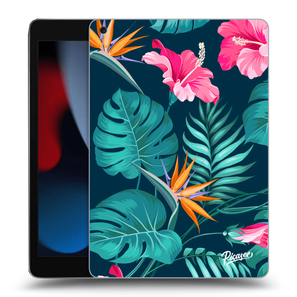 Picasee átlátszó szilikon tok az alábbi táblagépre Apple iPad 10.2" 2021 (9. gen) - Pink Monstera