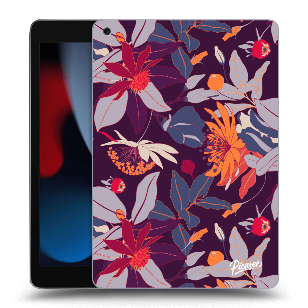 Picasee fekete szilikon tok az alábbi táblagépre Apple iPad 10.2" 2021 (9. gen) - Purple Leaf