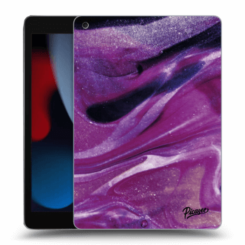 Picasee fekete szilikon tok az alábbi táblagépre Apple iPad 10.2" 2021 (9. gen) - Purple glitter