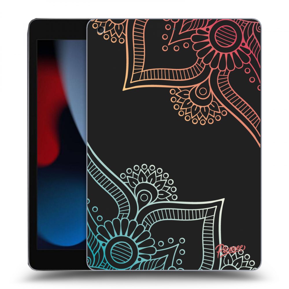 Picasee fekete szilikon tok az alábbi táblagépre Apple iPad 10.2" 2021 (9. gen) - Flowers pattern