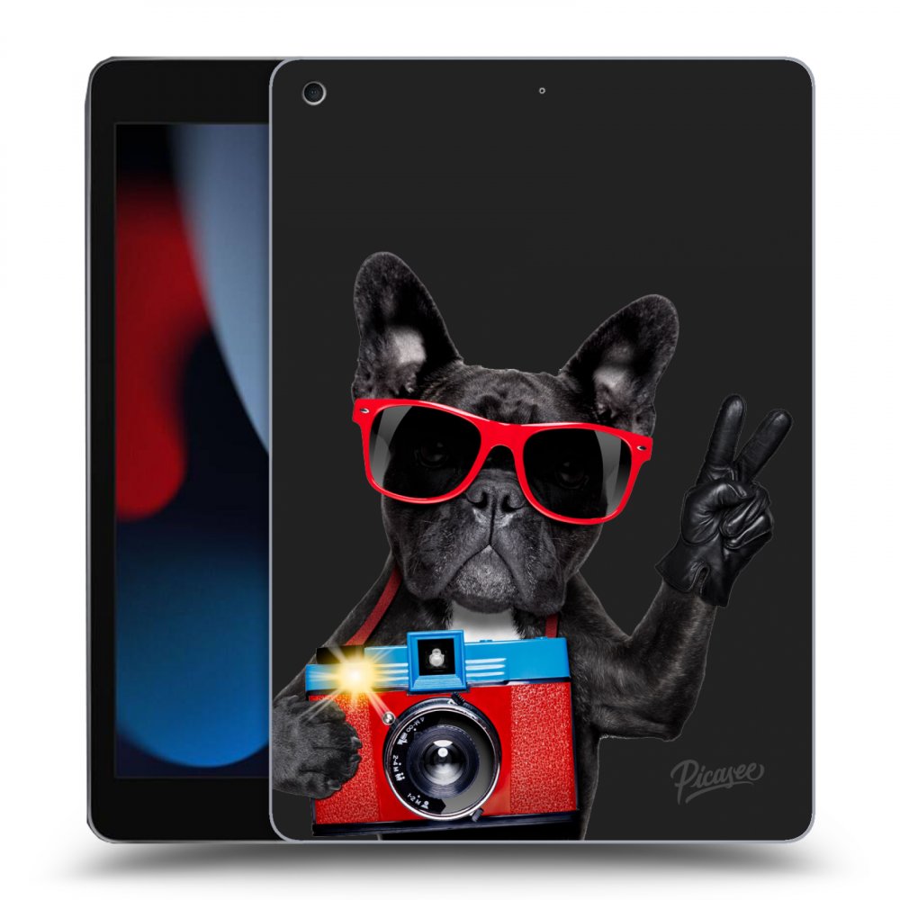 Picasee fekete szilikon tok az alábbi táblagépre Apple iPad 10.2" 2021 (9. gen) - French Bulldog