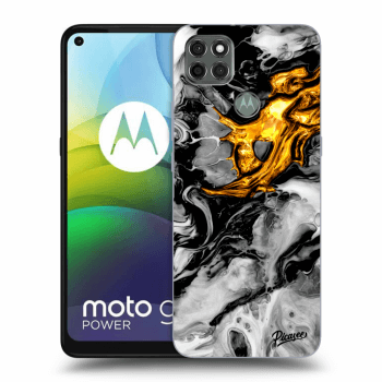 Picasee fekete szilikon tok az alábbi mobiltelefonokra Motorola Moto G9 Power - Black Gold 2