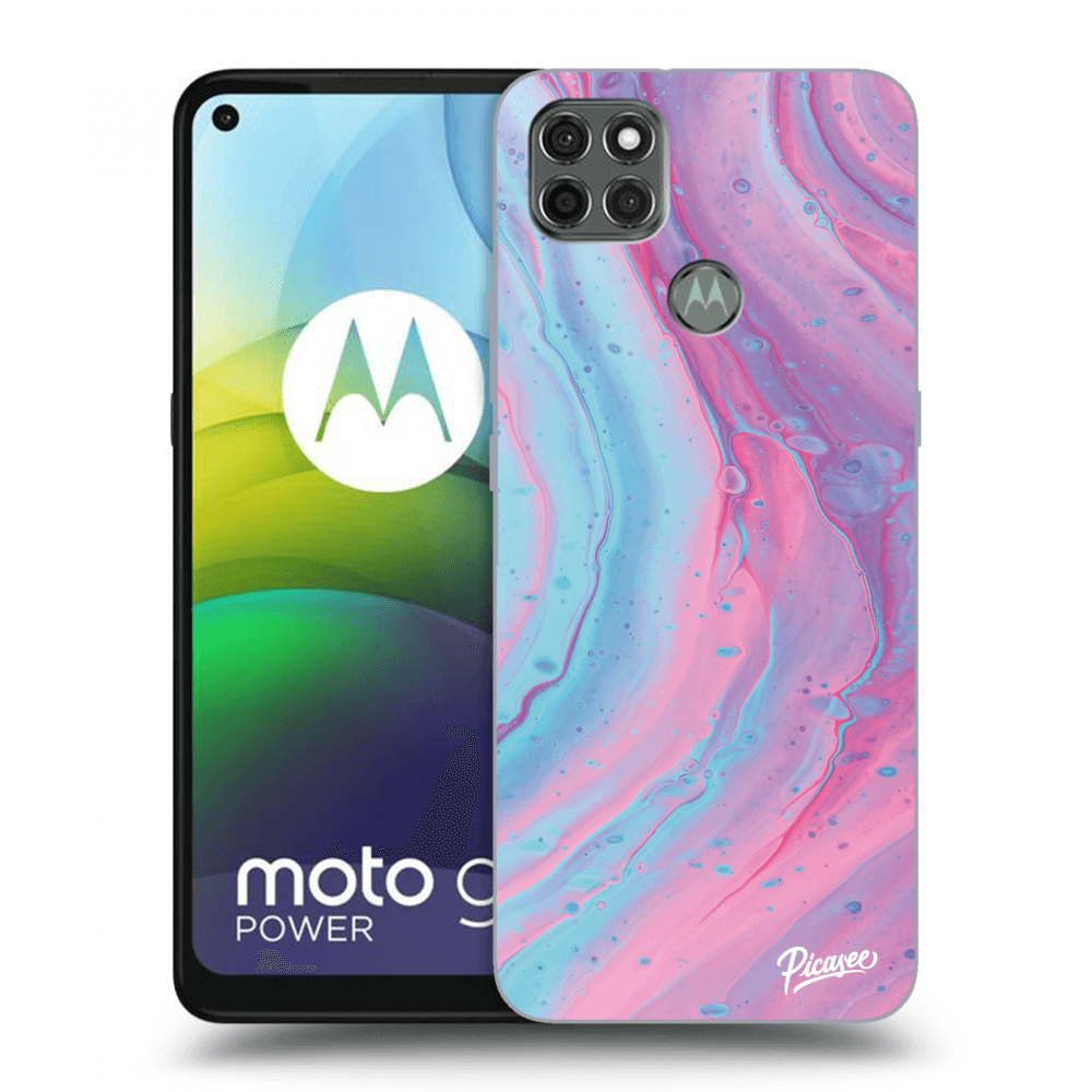 Picasee fekete szilikon tok az alábbi mobiltelefonokra Motorola Moto G9 Power - Pink liquid
