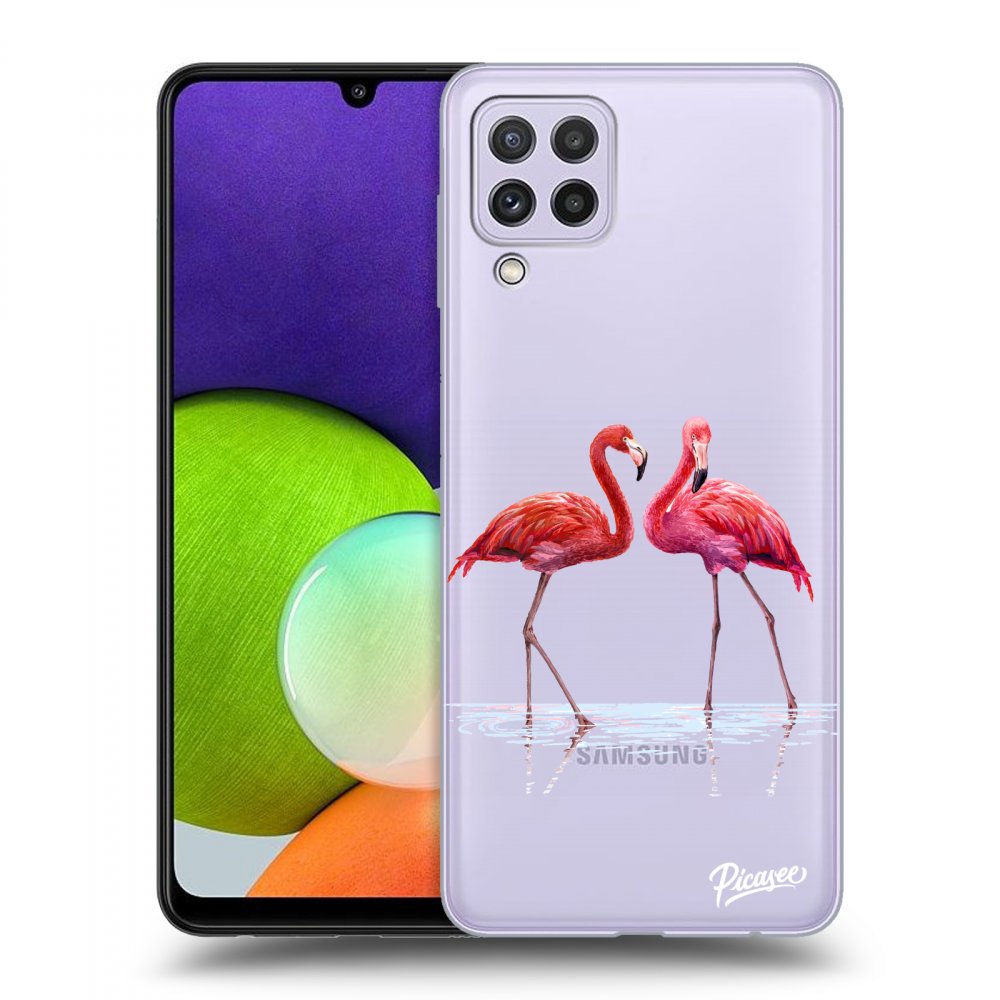Picasee átlátszó szilikon tok az alábbi mobiltelefonokra Samsung Galaxy A22 A225F 4G - Flamingos couple