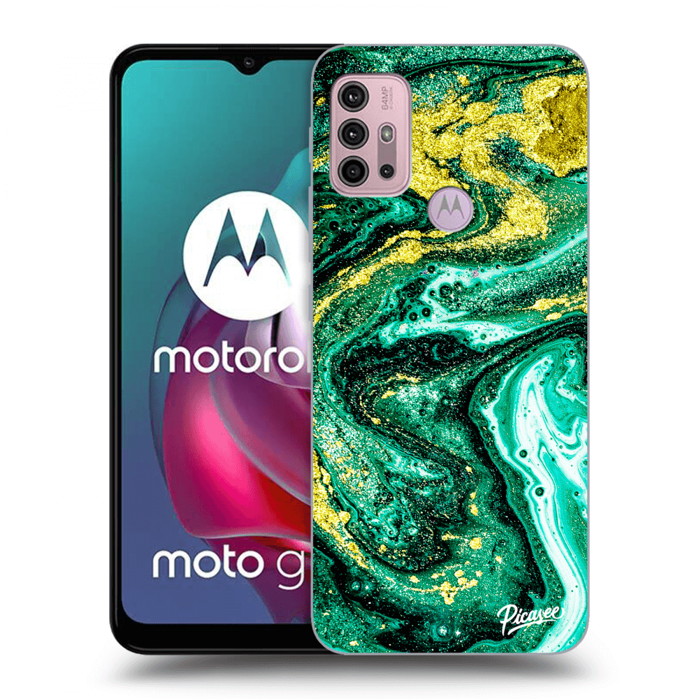 Picasee fekete szilikon tok az alábbi mobiltelefonokra Motorola Moto G30 - Green Gold
