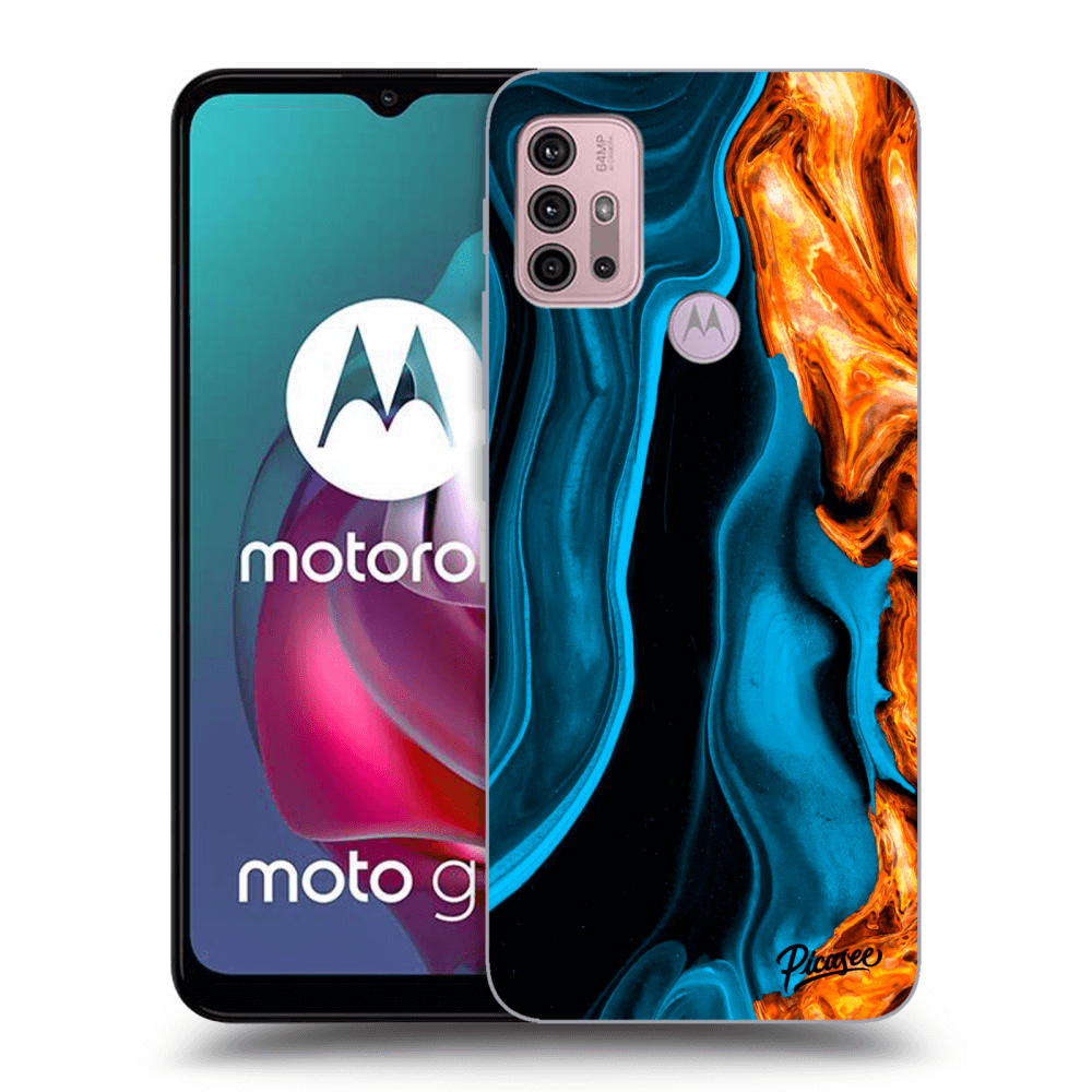 Picasee fekete szilikon tok az alábbi mobiltelefonokra Motorola Moto G30 - Gold blue