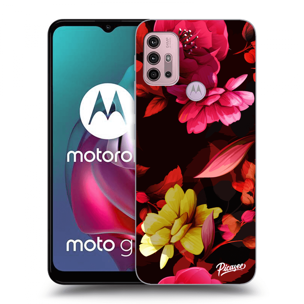 Picasee fekete szilikon tok az alábbi mobiltelefonokra Motorola Moto G30 - Dark Peonny