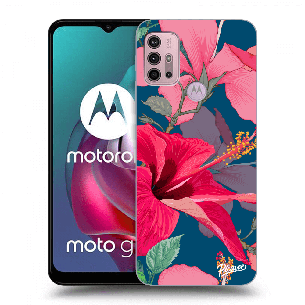 Picasee fekete szilikon tok az alábbi mobiltelefonokra Motorola Moto G30 - Hibiscus