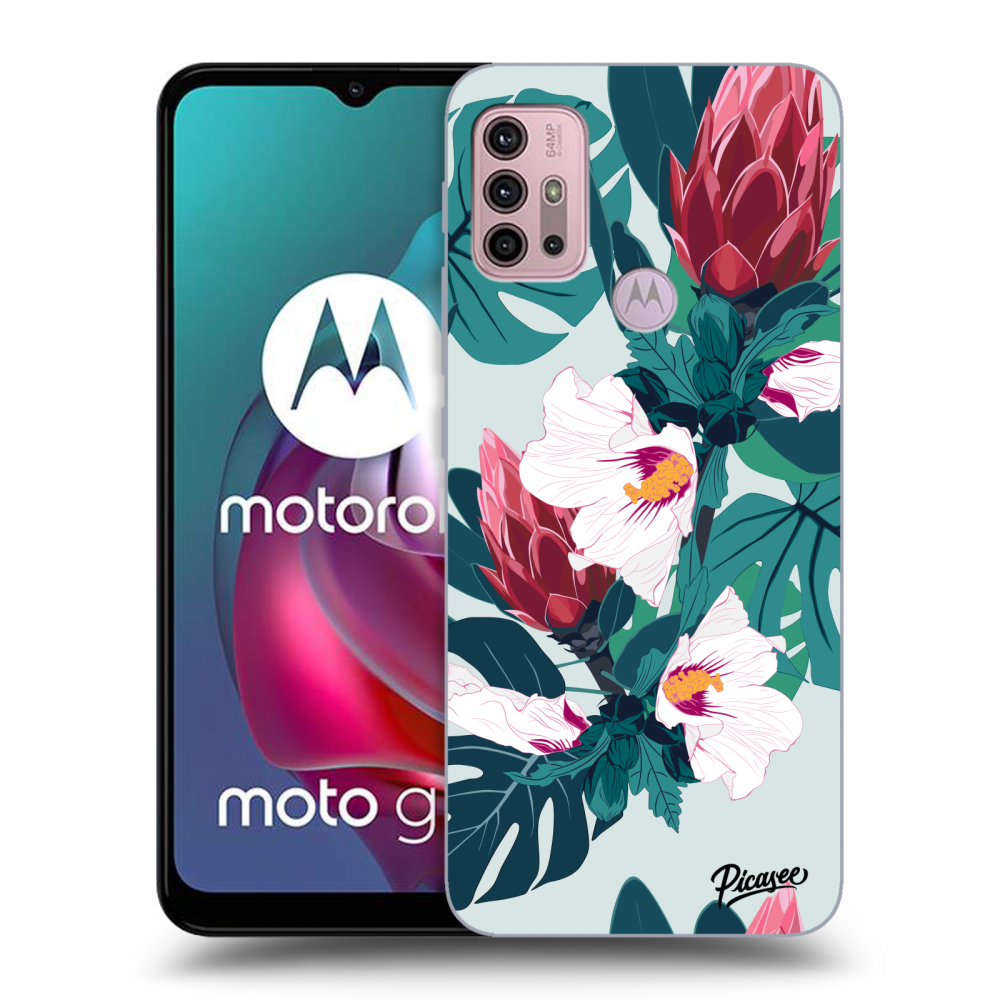 Picasee fekete szilikon tok az alábbi mobiltelefonokra Motorola Moto G30 - Rhododendron