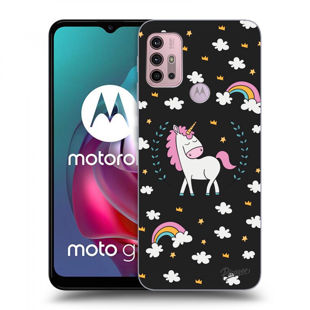 Picasee fekete szilikon tok az alábbi mobiltelefonokra Motorola Moto G30 - Unicorn star heaven