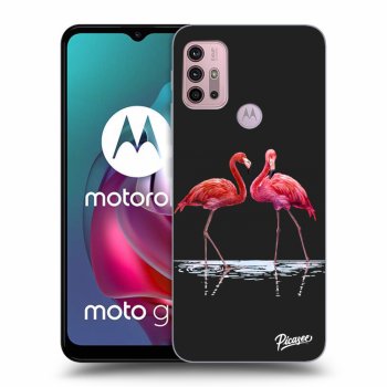 Picasee fekete szilikon tok az alábbi mobiltelefonokra Motorola Moto G30 - Flamingos couple