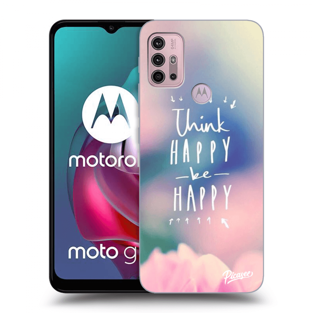 Picasee fekete szilikon tok az alábbi mobiltelefonokra Motorola Moto G30 - Think happy be happy