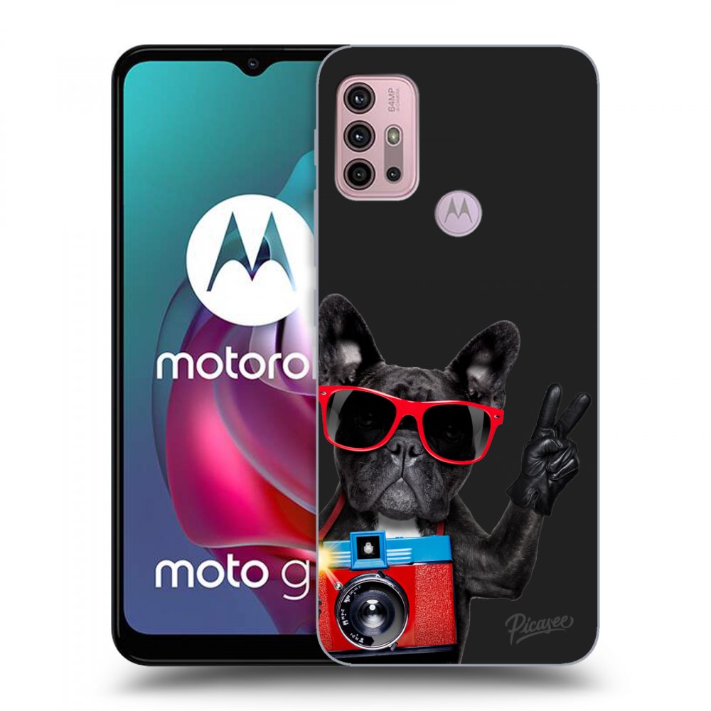 Picasee fekete szilikon tok az alábbi mobiltelefonokra Motorola Moto G30 - French Bulldog