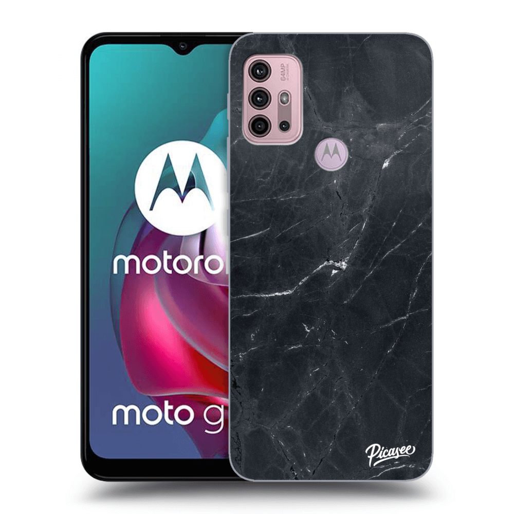 Picasee fekete szilikon tok az alábbi mobiltelefonokra Motorola Moto G30 - Black marble
